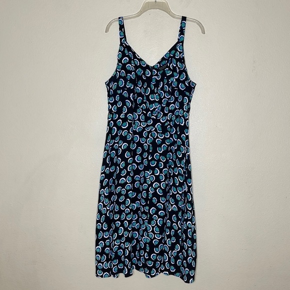 Eloquii Sleeveless Black Green Pattern Elastic Waist Ruffle Midi Dress Size 14 - Picture 1 of 7